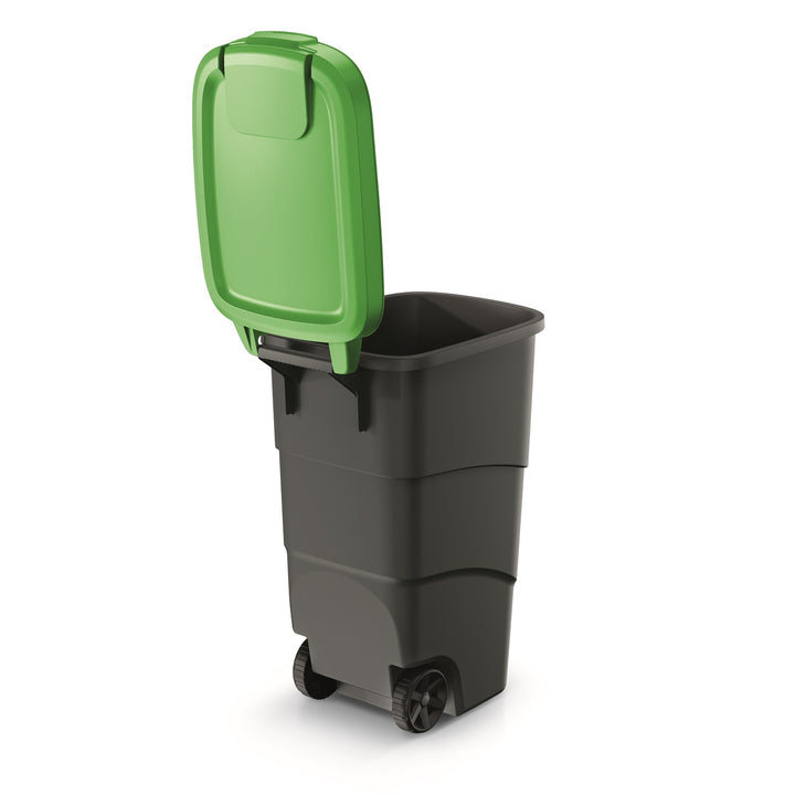 Prosperplast - Wheeler - Grande Poubelle à roulettes 90L - Vert / Plastique