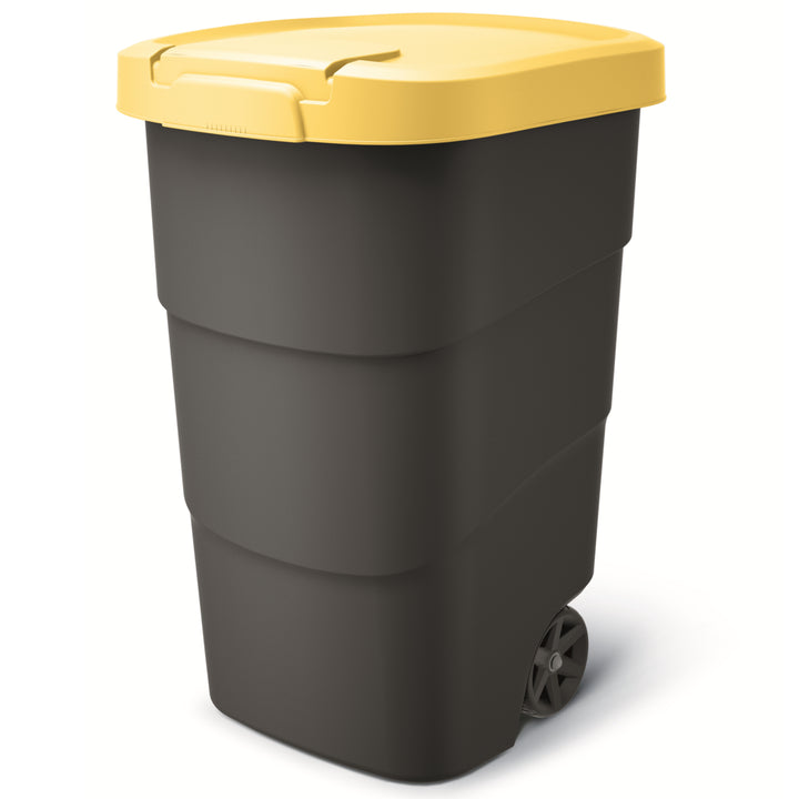 Prosperplast - Wheeler - Grote Afvalbak met wielen 95L - Geel / Kunststof
