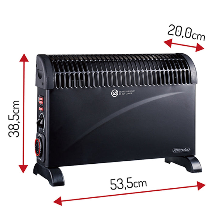 Zwarte elektrische kachel MESKO convector elektrische kachel