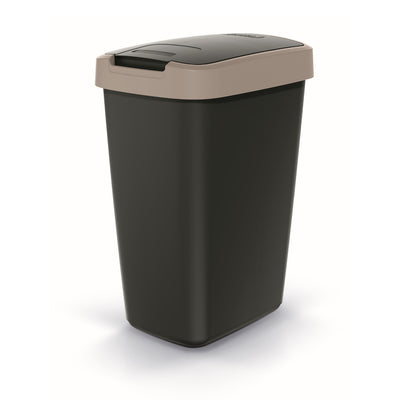 Prosperplast - Prullenbak / Afvalbak 12L - Zwart met lichtbruin frame