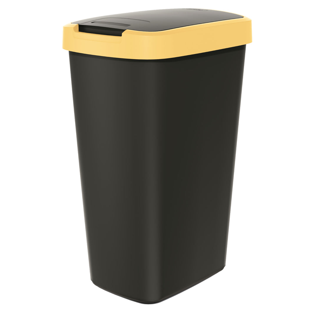 Prosperplast - Prullenbak / Afvalbak 45L - Zwart met geel frame