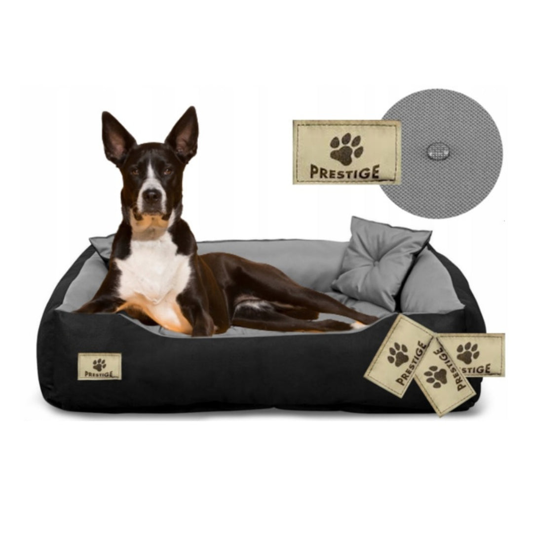 Kingdog - Honden- en kattenbed - 60x50 / 75x65 cm grijs-zwart