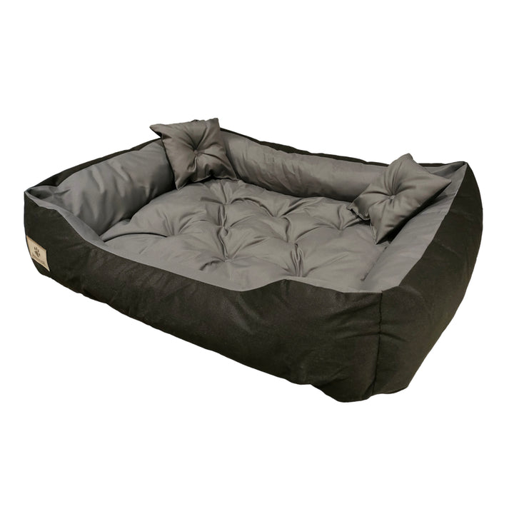 Kingdog - Honden- en kattenbed - Microvezel - 80x60 / 100x75 cm grijs-zwart