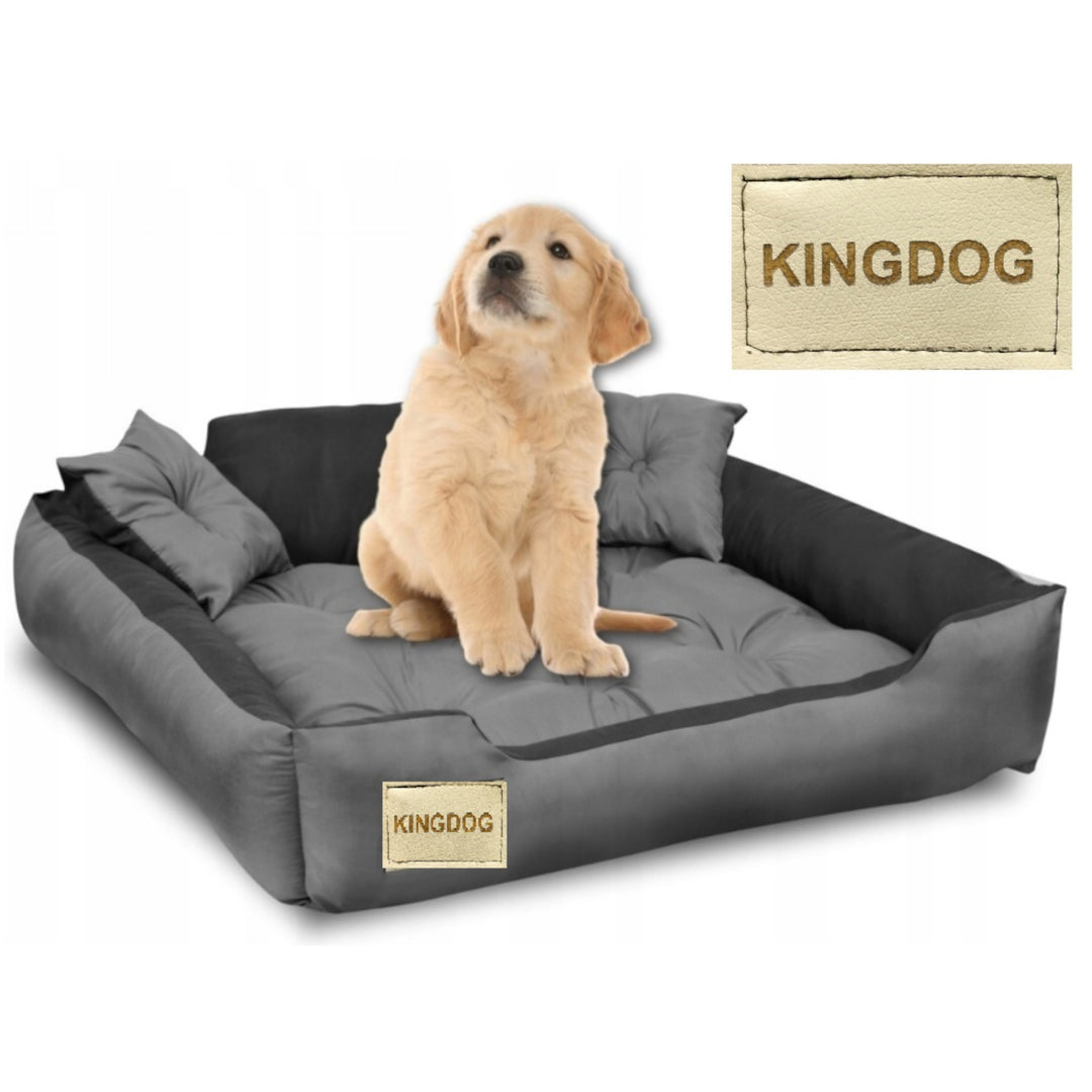 Kingdog - Honden- en kattenbed - Microvezel - 40x30 / 55x45 cm grijs-zwart