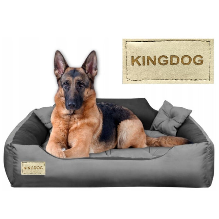 Kingdog - Honden- en kattenbed - Microvezel - 40x30 / 55x45 cm grijs-zwart