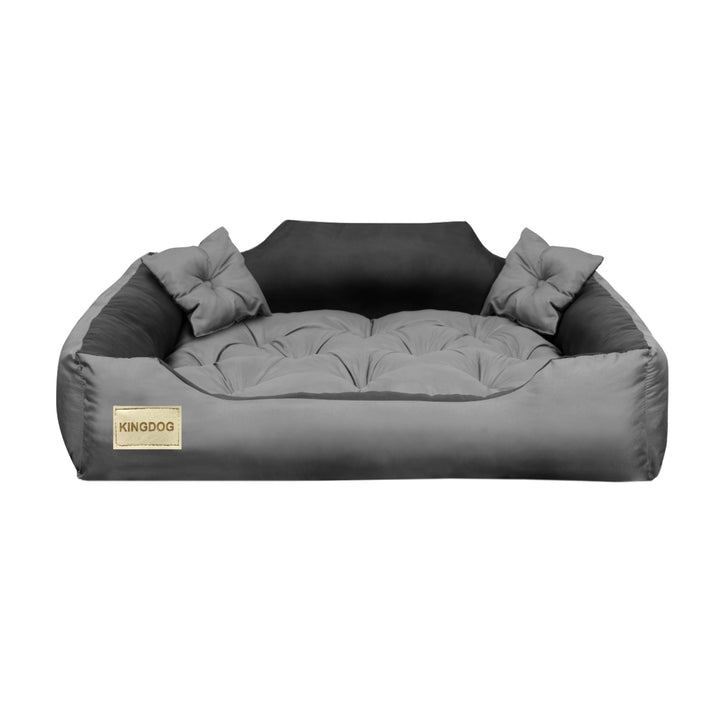 Kingdog - Honden- en kattenbed - Microvezel - 60x50 / 75x65 cm grijs-zwart