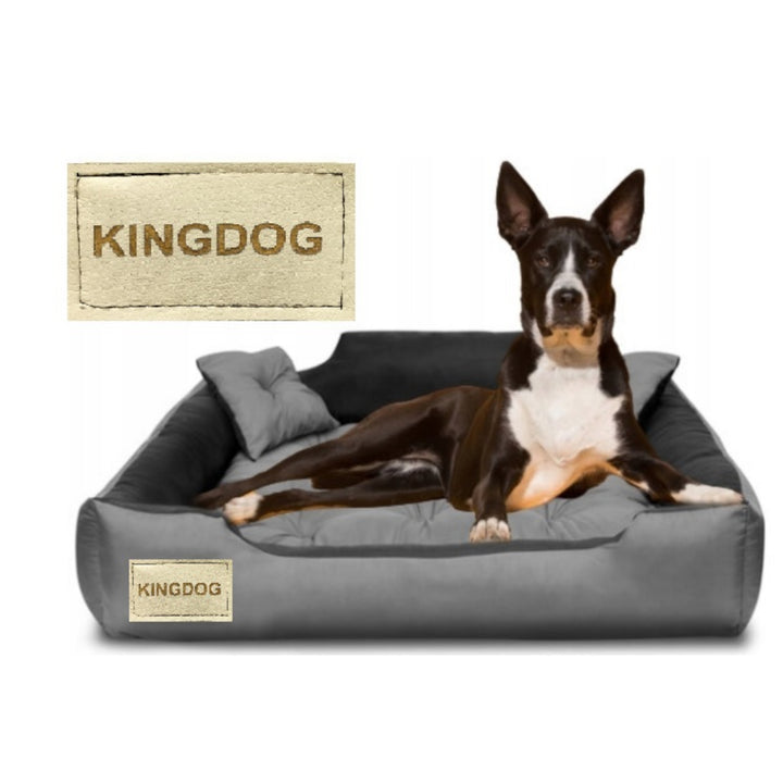 Kingdog - Honden- en kattenbed - Microvezel - 80x60 / 100x75 cm grijs-zwart