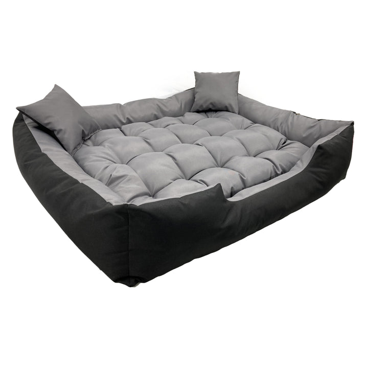 Ecco - Honden- en kattenbed met kussen | Binnenmaat: 60x50 / Buitenmaat: 75x65cm - Grijs / Zwart