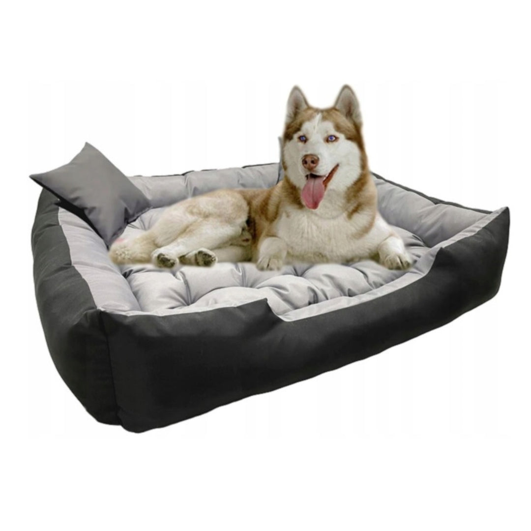 Ecco - Lit pour chien et chat avec coussin | Taille intérieure : 60x50 / Taille extérieure : 75x65cm - Gris / Noir