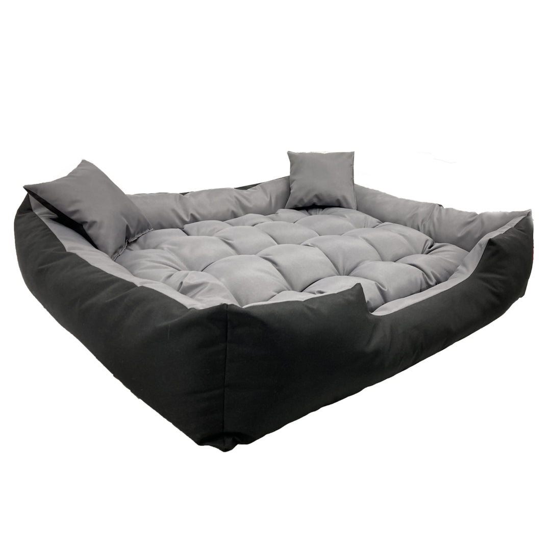 Ecco - Honden- en kattenbed met kussen | Binnenmaat: 60x50 / Buitenmaat: 75x65cm - Grijs / Zwart