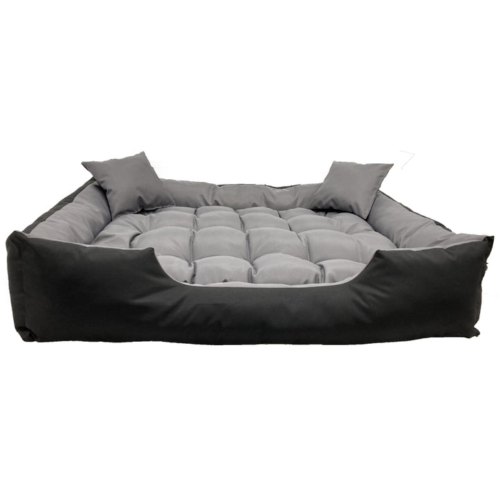 Ecco - Honden- en kattenbed met kussen | Binnenmaat: 60x50 / Buitenmaat: 75x65cm - Grijs / Zwart