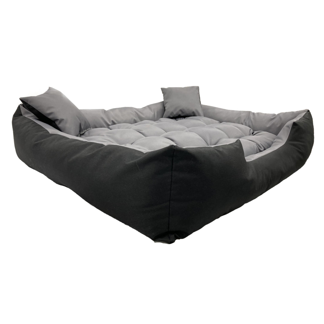 Ecco - Honden- en kattenbed met kussen | Binnenmaat: 80x60 / Buitenmaat: 100x75cm - Grijs / Zwart