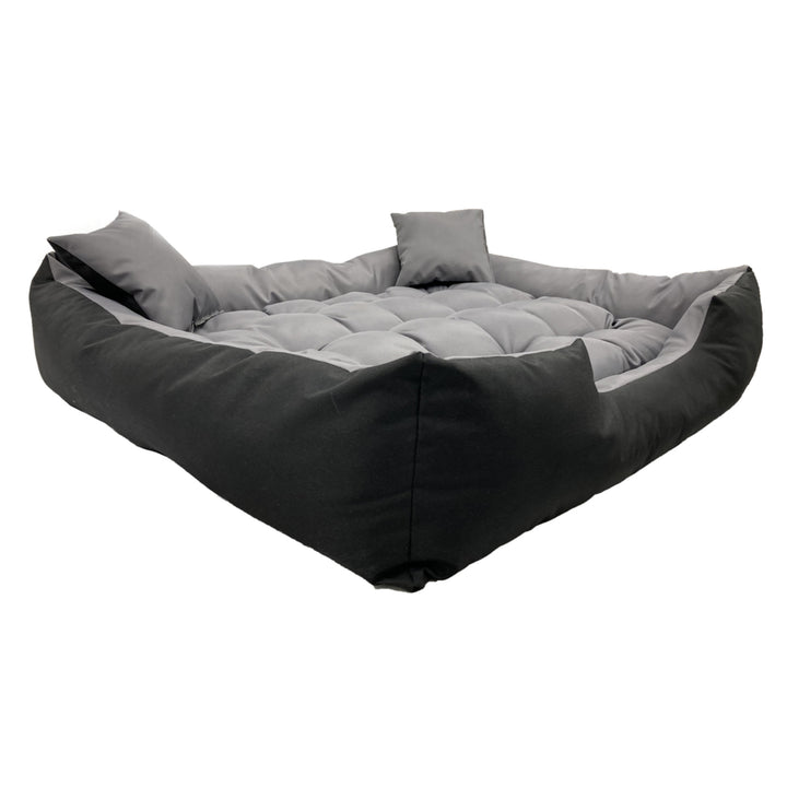 Ecco - Honden- en kattenbed met kussen | Binnenmaat: 80x60 / Buitenmaat: 100x75cm - Grijs / Zwart