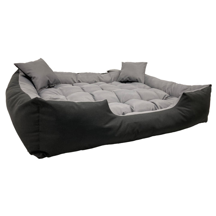 Ecco - Honden- en kattenbed met kussen | Binnenmaat: 115x90 / Buitenmaat: 130x105cm - Grijs / Zwart