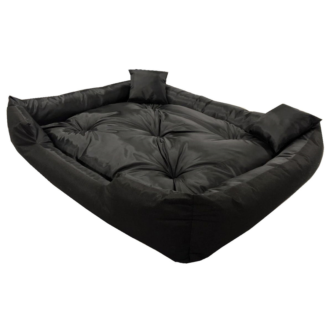 Ecco - Honden- en kattenbed met kussen | Binnenmaat: 80x60 / Buitenmaat: 100x75cm- Zwart