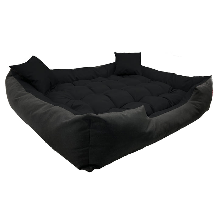 Ecco - Honden- en kattenbed met kussen | Binnenmaat: 100x80 / Buitenmaat: 115x95cm- Zwart