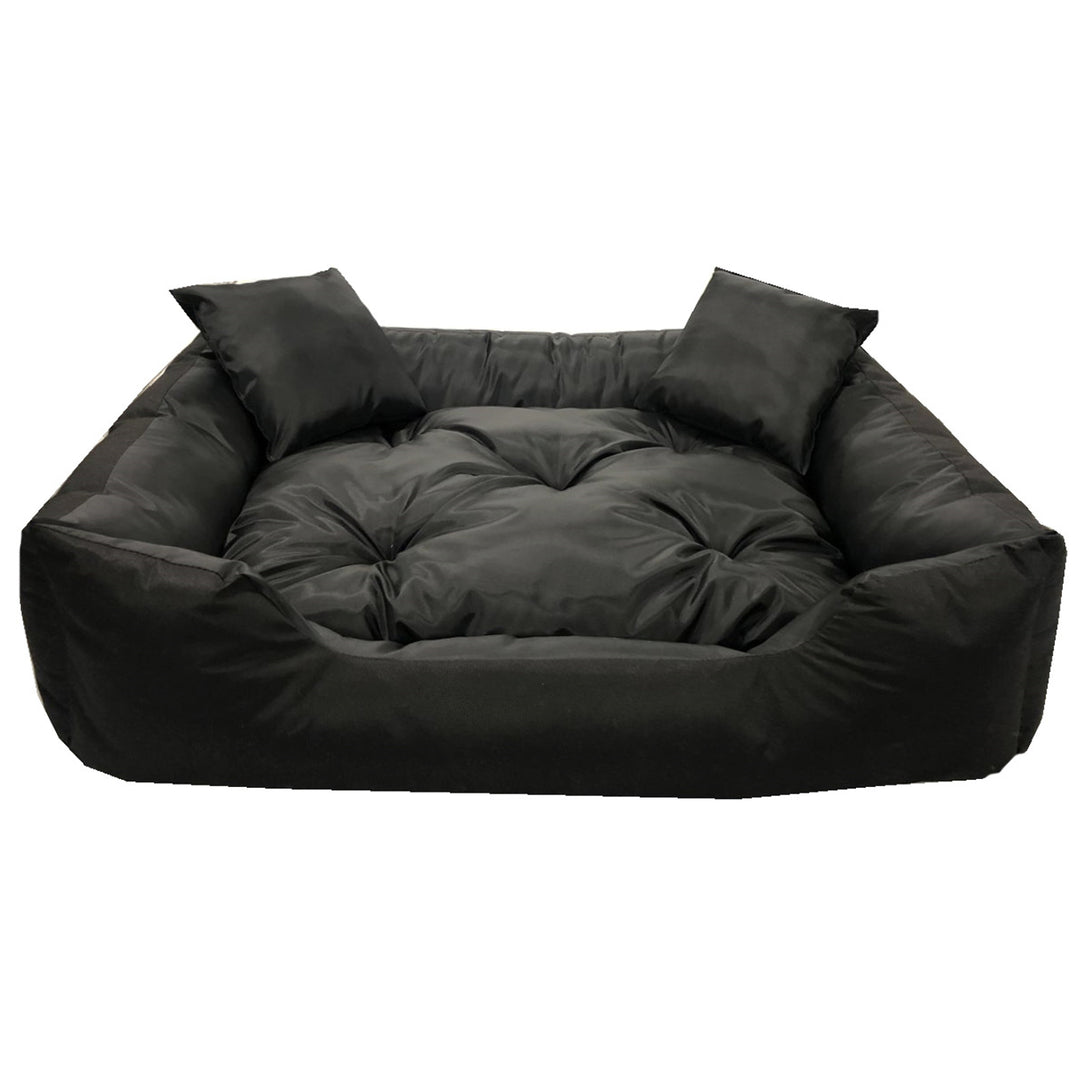 Ecco Lit pour chien et chat avec coussin en nylon imperméable Taille du coussin pour chien : 115 x 90 / Taille extérieure : 130 x 105 cm, Noir