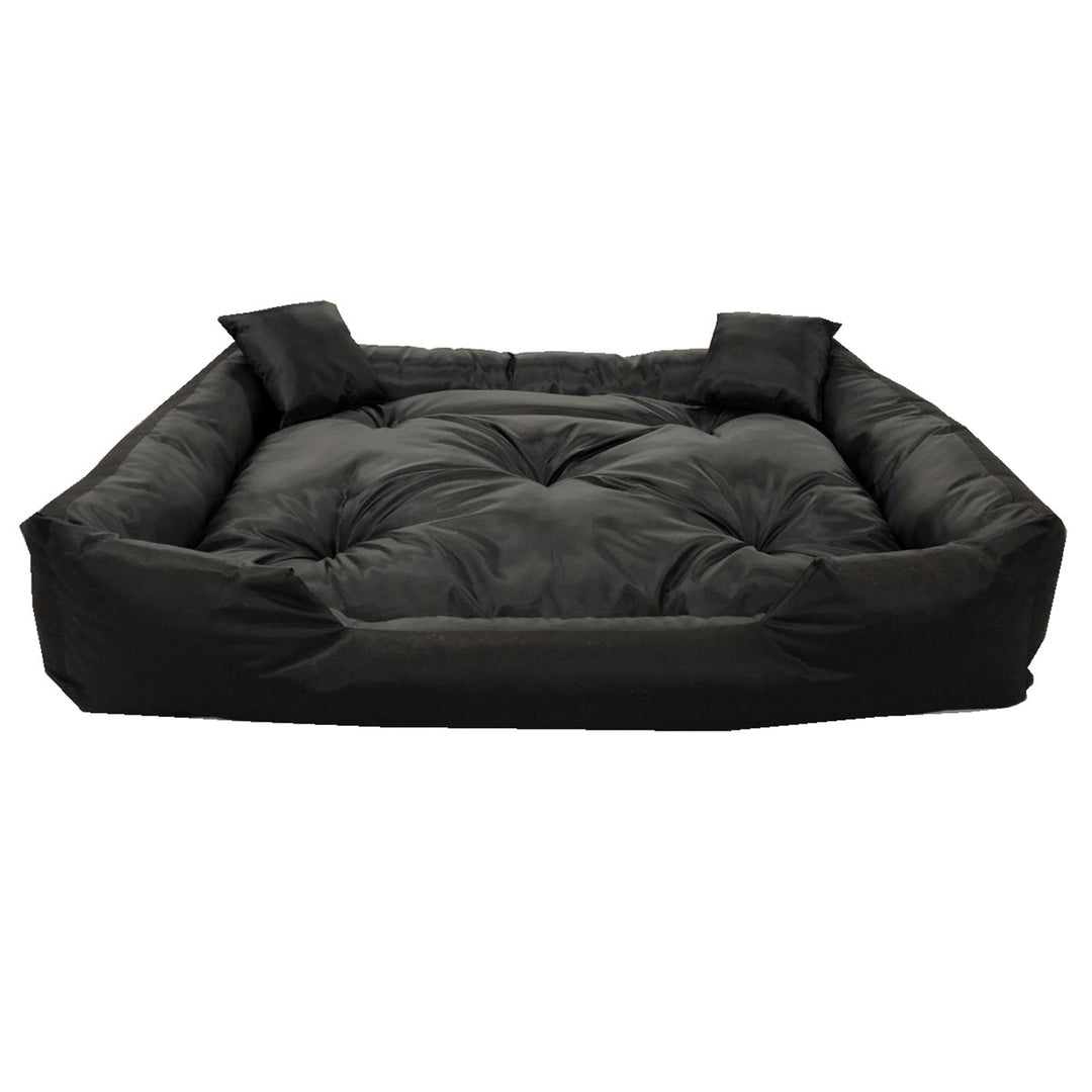 Ecco Lit pour chien et chat avec coussin en nylon imperméable Taille du coussin pour chien : 115 x 90 / Taille extérieure : 130 x 105 cm, Noir