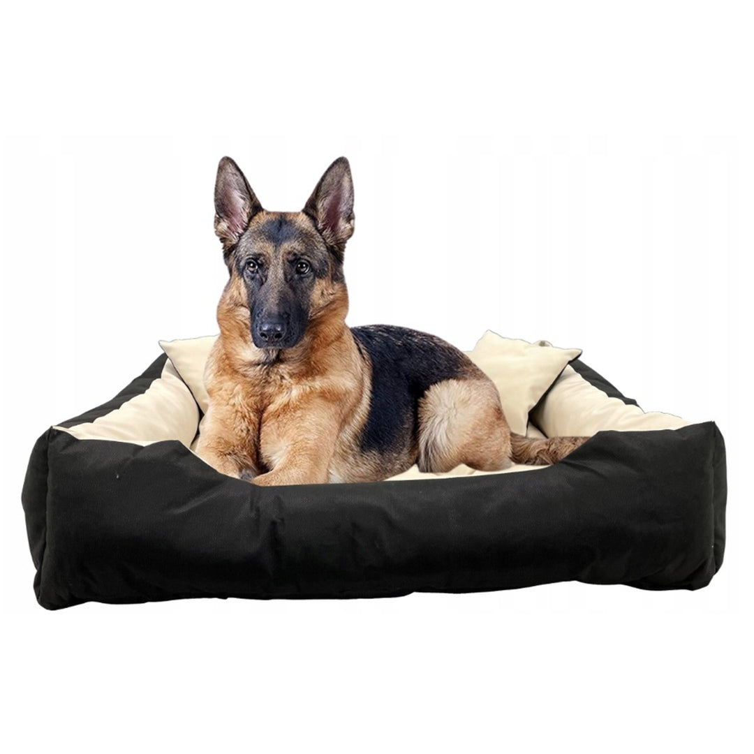 Ecco - Honden- en kattenbed met kussen | Binnenmaat: 40x30 / Buitenmaat: 55x45cm - Beige / Zwart