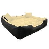 Ecco - Honden- en kattenbed met kussen | Binnenmaat: 40x30 / Buitenmaat: 55x45cm - Beige / Zwart
