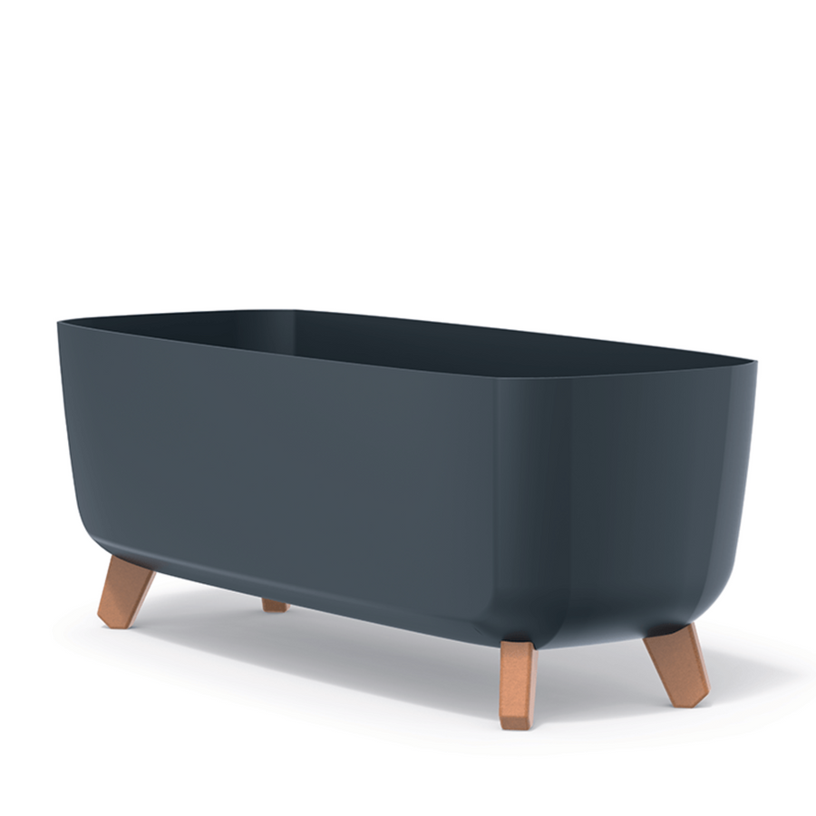 Prosperplast Gracia - Bloempot - met poten en inzet - Antraciet - 58 x 24 x 23,5 cm