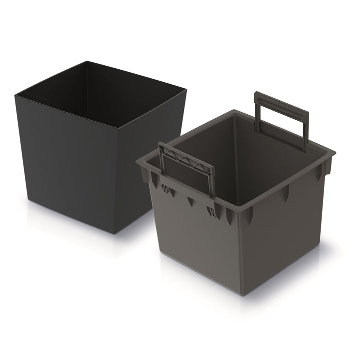 Prosperplast - Vierkant Bloempot met inzet - 24 cm x 24 cm x 23,5 cm - Antraciet