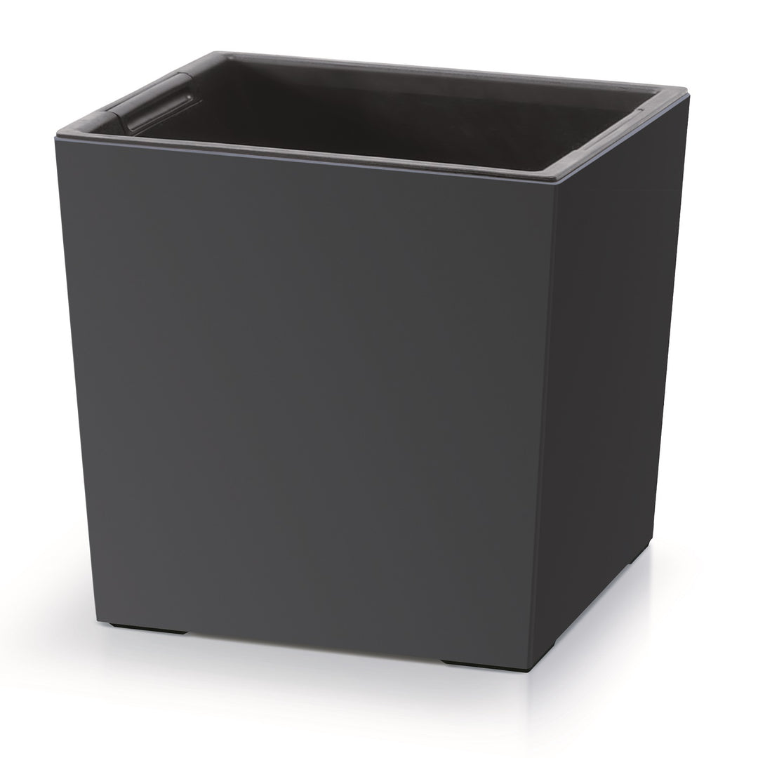 Prosperplast - Vierkant Bloempot met inzet - 24 cm x 24 cm x 23,5 cm - Antraciet
