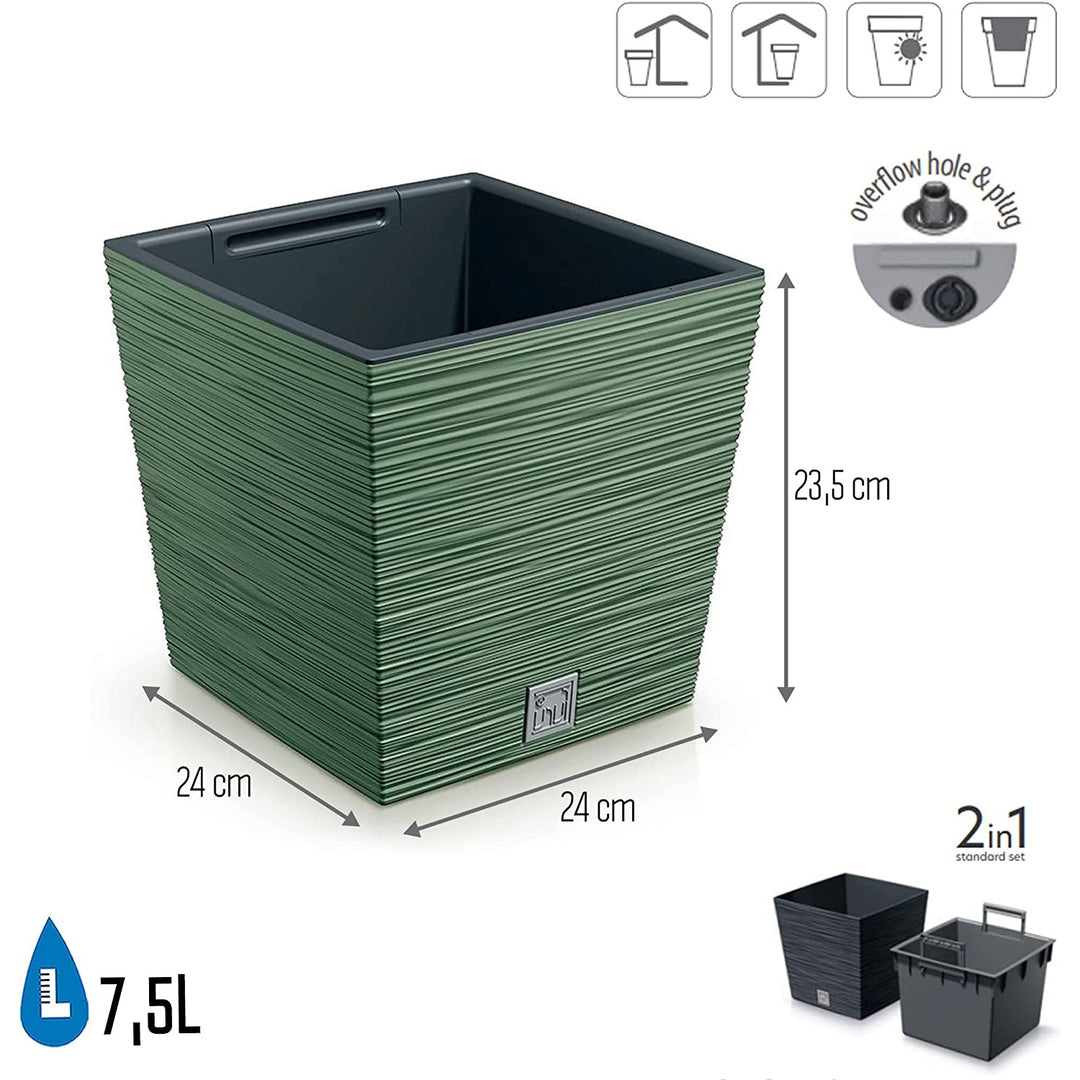 Prosperplast Furu Square Low - Bloempot / plantenbak - groen - 10L