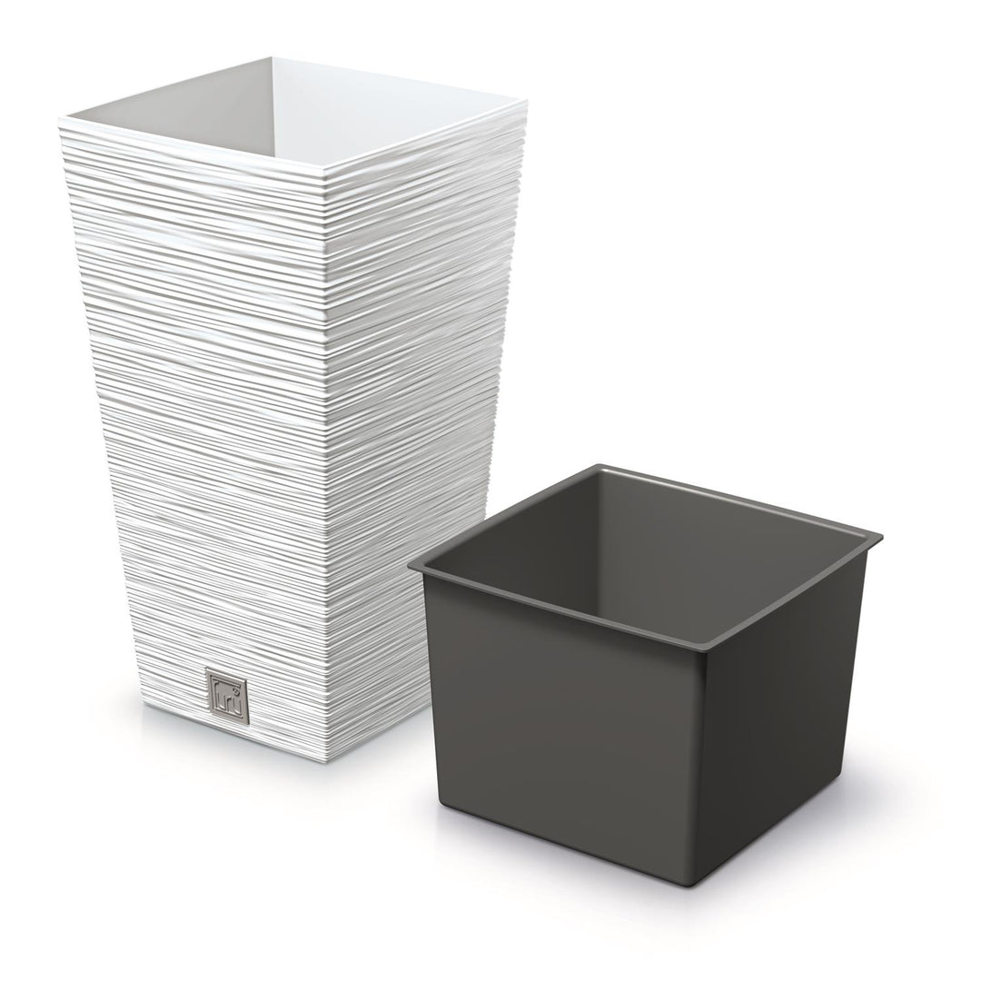 Prosperplast - Grote bloempot met inzet 11.4L - Wit - 20x20x38cm