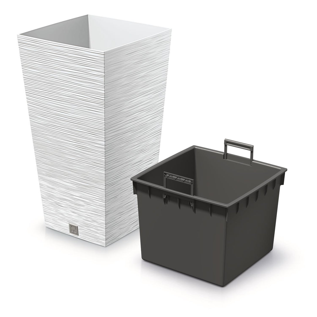 Prosperplast - Grote bloempot met inzet 19L - Wit - 24x24x45cm
