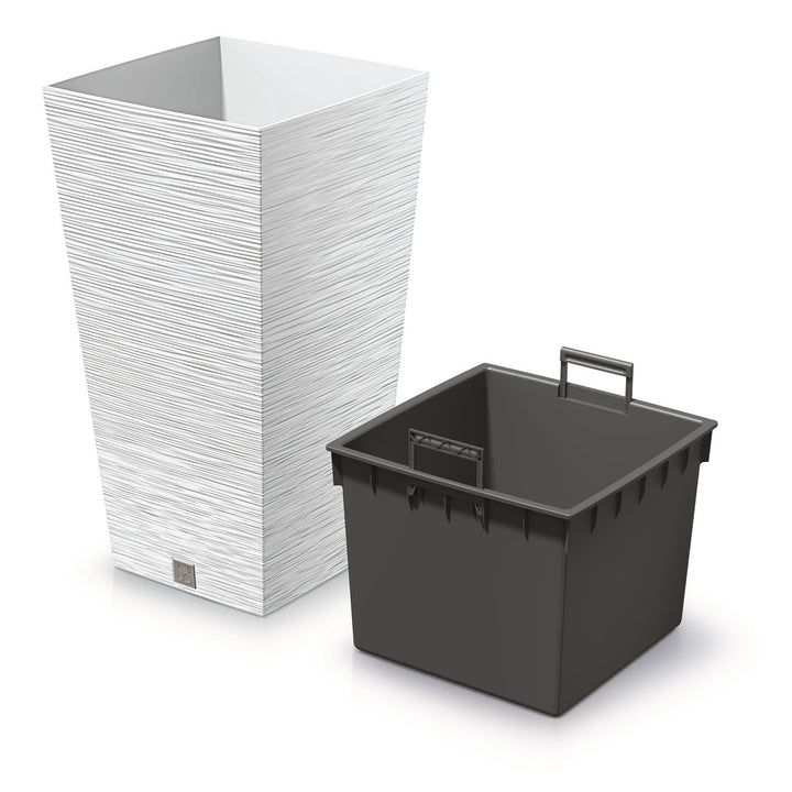 Prosperplast - Grote bloempot met inzet 19L - Wit - 24x24x45cm