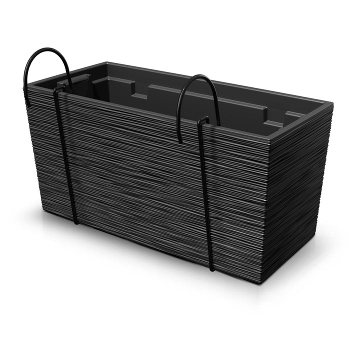 Prosperplast - Pot de fleurs / Jardinière de balcon avec insert et support métallique 8L - Plastique - Anthracite