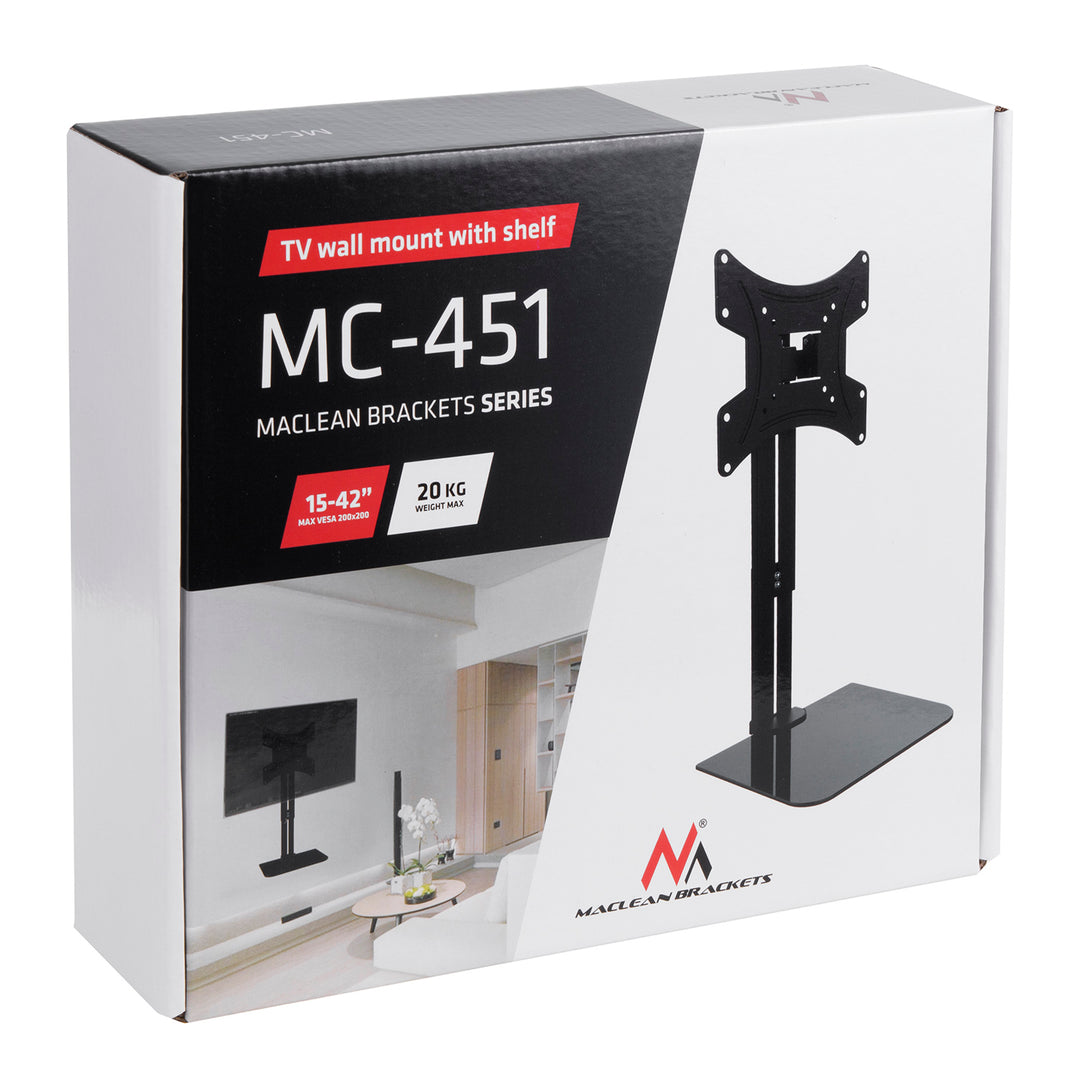 Maclean - Support TV / Support mural pour TV avec étagère - max. 20kg, VESA 200x200, pour TV 15-42"