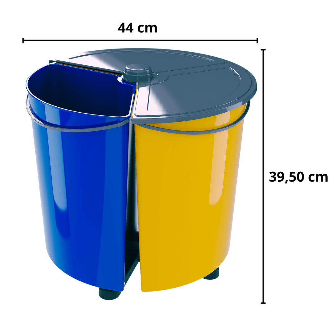 ECOBIN - Roterende afvalbak / Prullenbak met deksel - 3x 11,7L