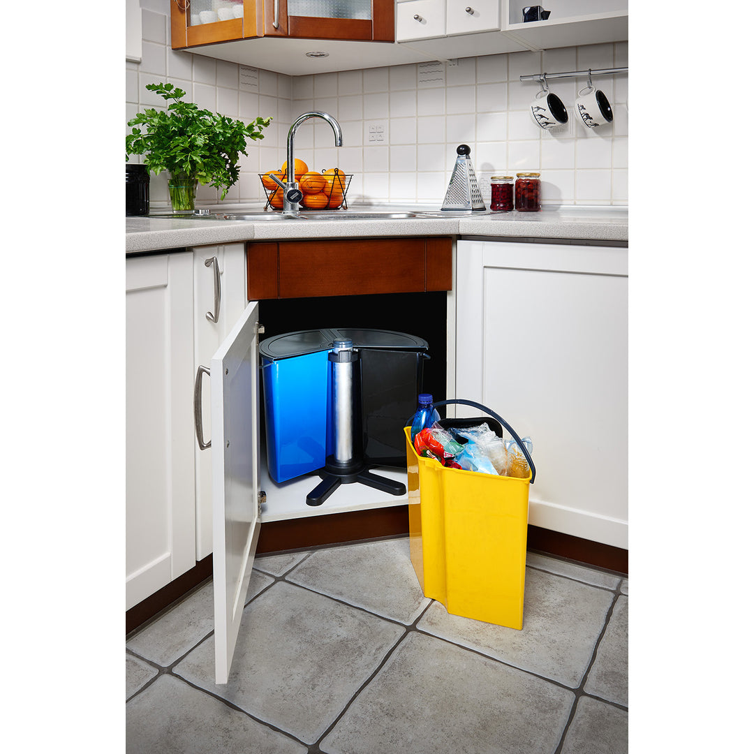 ECOBIN - Roterende afvalbak / Prullenbak met deksel - 3x 11,7L