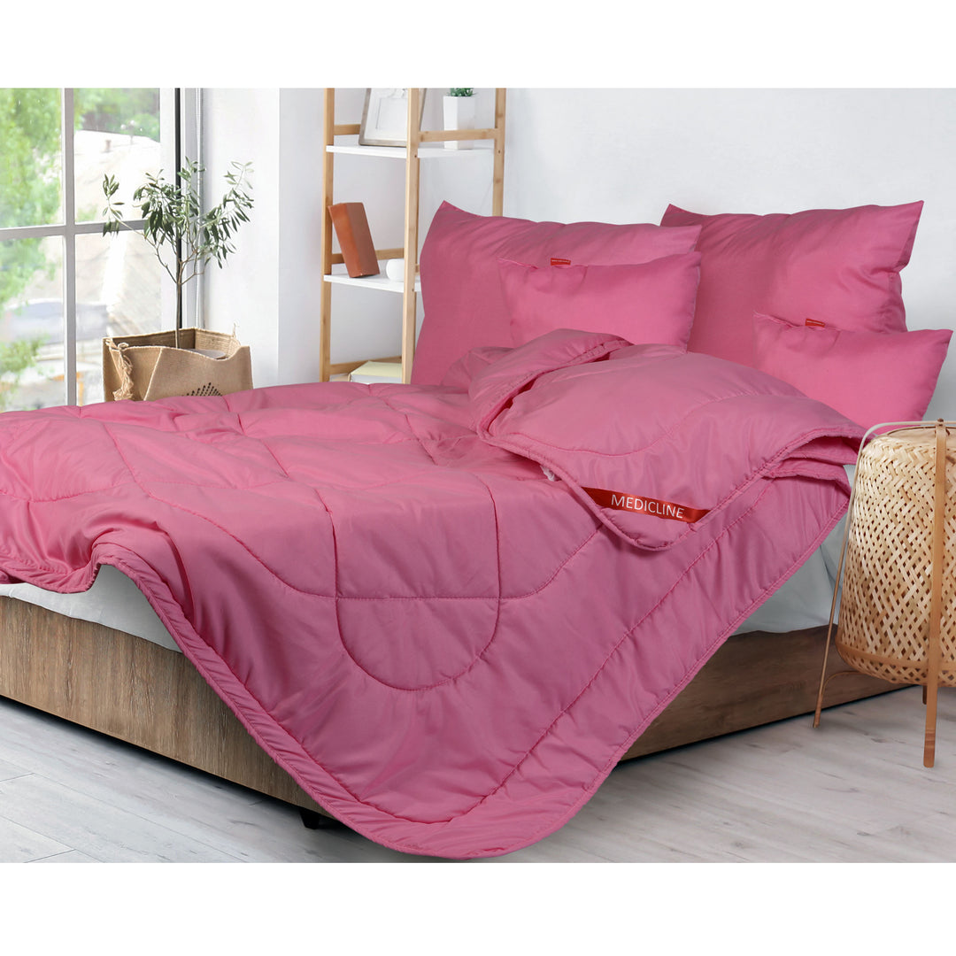 Alle seizoenen dekbed, microvezel roze draad doorgestikt 200 x 220 cm