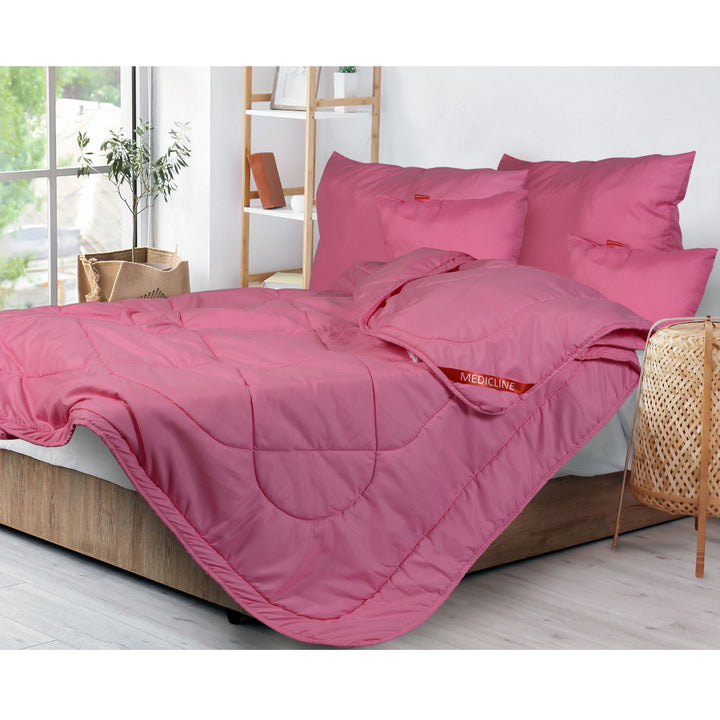 Alle seizoenen dekbed, microvezel roze draad doorgestikt 200 x 220 cm