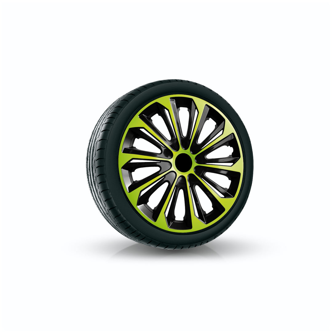 NRM STRONG DUO - Wieldoppen 16" - Set van 4 stuks / Kunststof - Groen/zwart