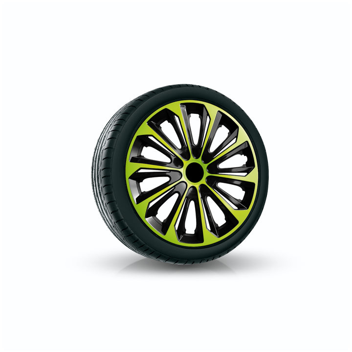NRM STRONG DUO - Wieldoppen 16" - Set van 4 stuks / Kunststof - Groen/zwart