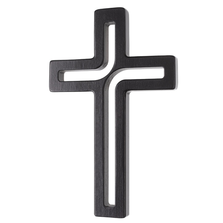 Houten hangend kruis modern zwart 18x12x1,5 cm