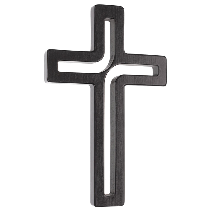 Houten hangend kruis modern zwart 18x12x1,5 cm