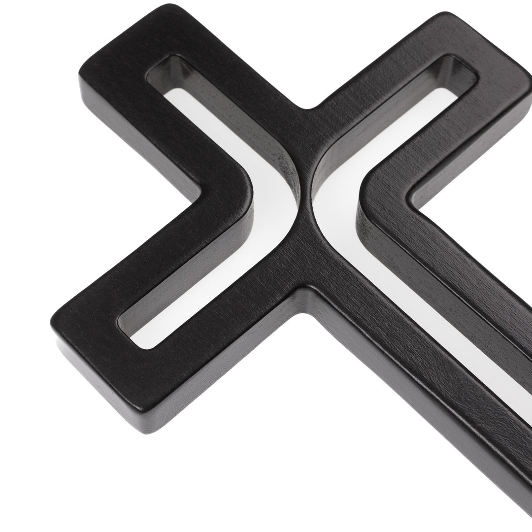 Houten hangend kruis modern zwart 18x12x1,5 cm