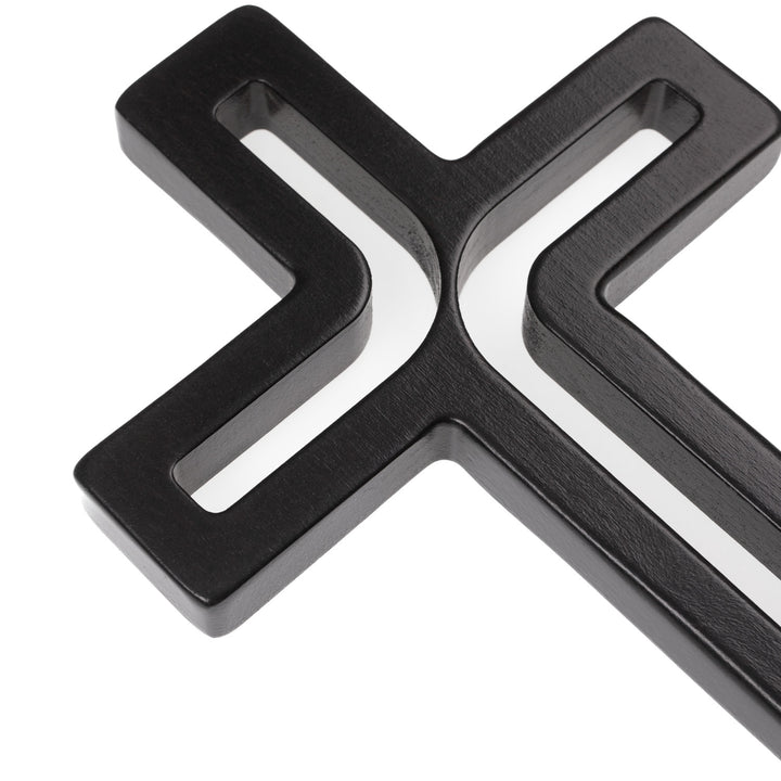 Houten hangend kruis modern zwart 18x12x1,5 cm