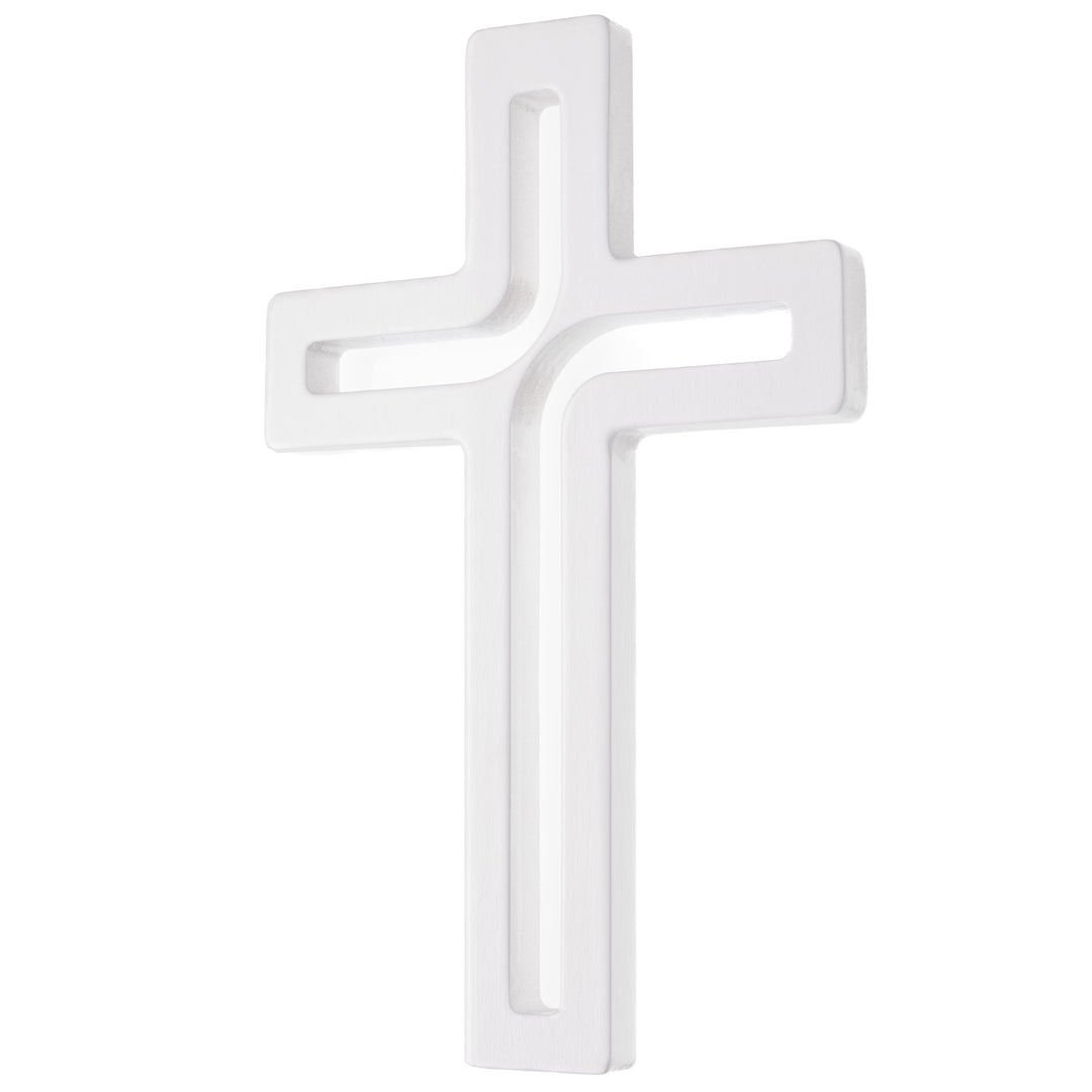 Houten hangend kruis modern wit 18x12x1,5 cm