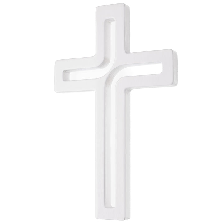 Houten hangend kruis modern wit 18x12x1,5 cm