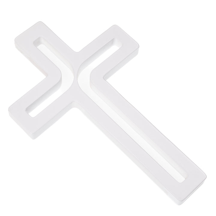 Houten hangend kruis modern wit 18x12x1,5 cm