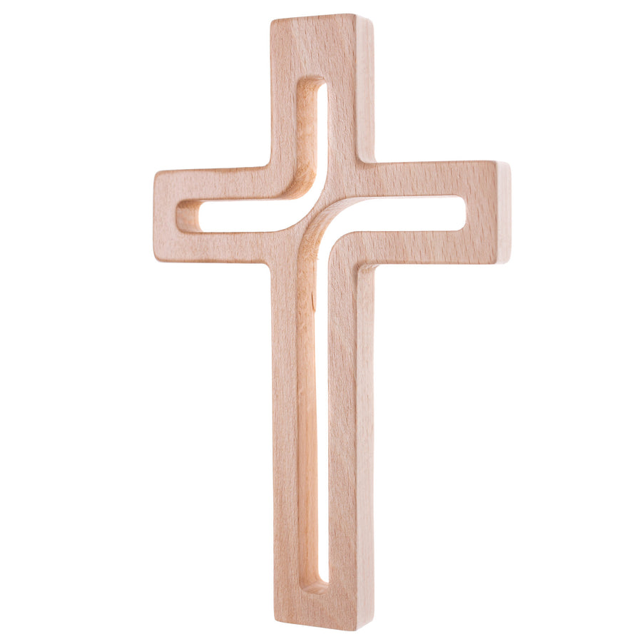 Houten hangend kruis modern naturel 30x18x1,8 cm