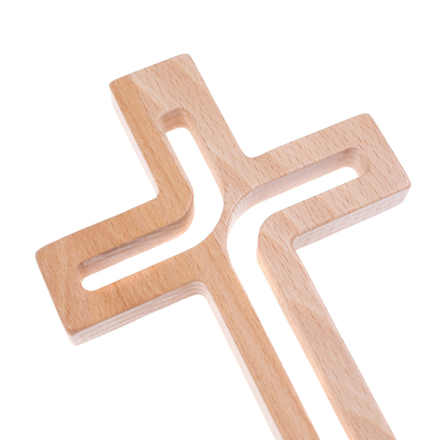 Houten hangend kruis modern naturel 30x18x1,8 cm