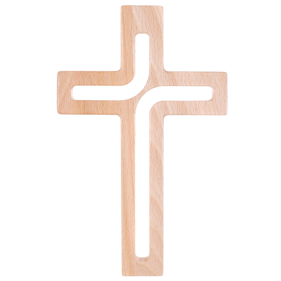Houten hangend kruis modern naturel 30x18x1,8 cm