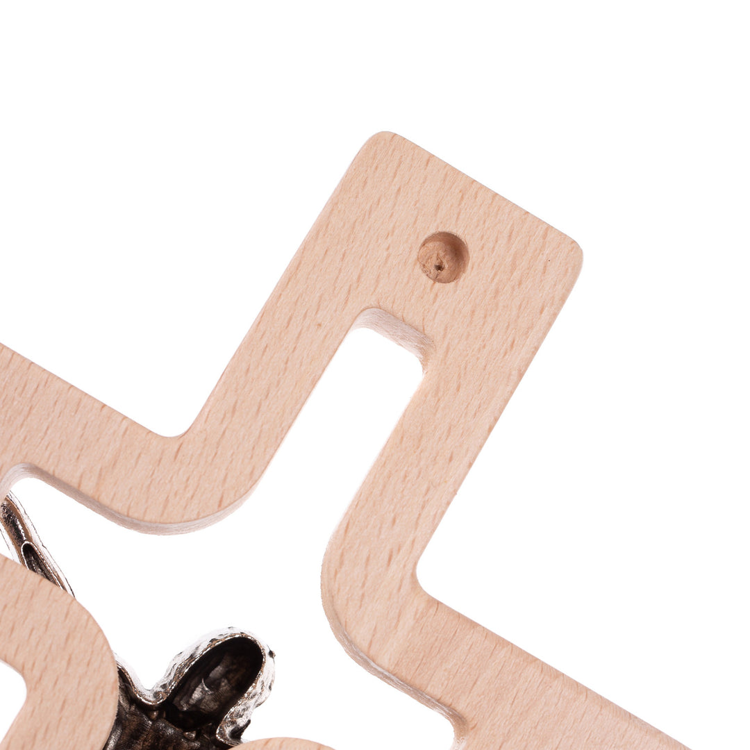 Modern houten wanddecoratie kruis naturel 18x12x1,4 cm